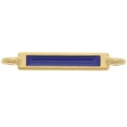Entrepieza rectangular 27x4 mm y resina epoxi - Dorado fino - Azul oscuro x1