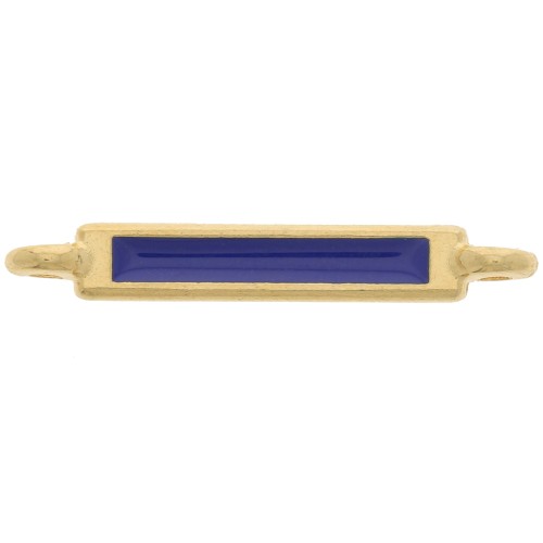 Entrepieza rectangular 27x4 mm y resina epoxi - Dorado fino - Azul oscuro x1