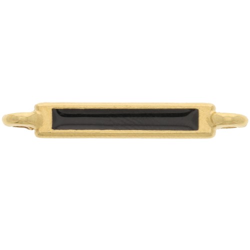 Entrepieza rectangular 27x4 mm y resina epoxi - Dorado fino - Negro x1