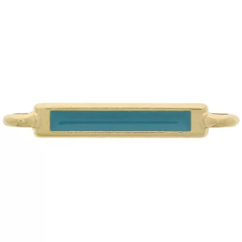 Entrepieza rectangular 27x4 mm y resina epoxi - Dorado fino - Turquesa x1