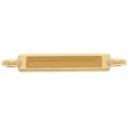 Entrepieza rectangular 27x4 mm y resina epoxi - Dorado fino - Ocre x1