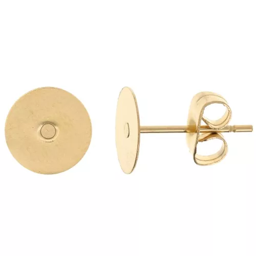 Pendientes de disco 8mm - Acero inoxidable 304 Oro x2