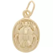 Colgante oval 19x12 mm - motivo escarabajo en relieve - chapado en oro de 3 micras x1