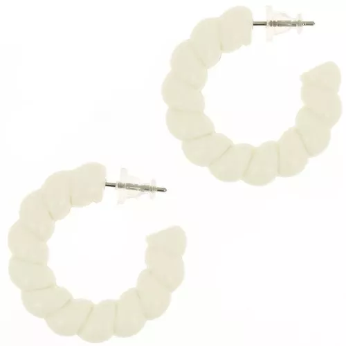 Pendientes de aro de resina trenzada 30 mm - Marfil x2