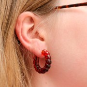 Pendientes de aro de resina trenzada 30 mm - Ámbar naranja jaspeado x2