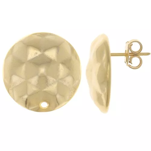 Ganchos pendientes redondas de 19 mm efecto martillado - Dorado x2