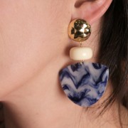 Ganchos pendientes redondas de 19 mm efecto martillado - Dorado x2