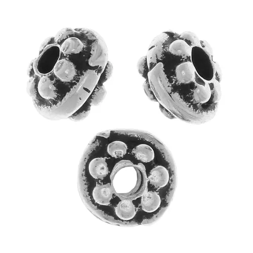 Cuentas motivo flor 6 mm - Plata envejecida x10