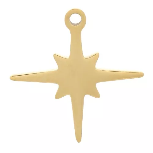 Estrella del Norte 12 mm - Acero inoxidable 304 dorado x1