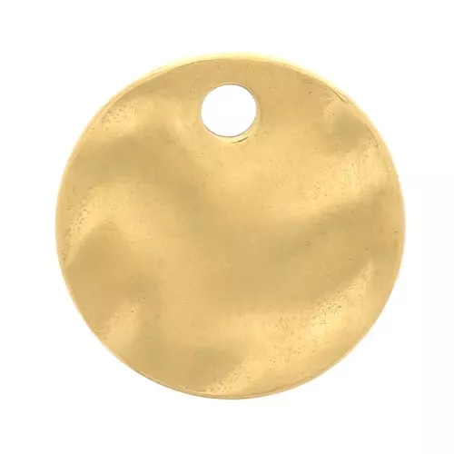 Dije Redondo Martillado 8 mm - Acero Inoxidable 304 Oro x1
