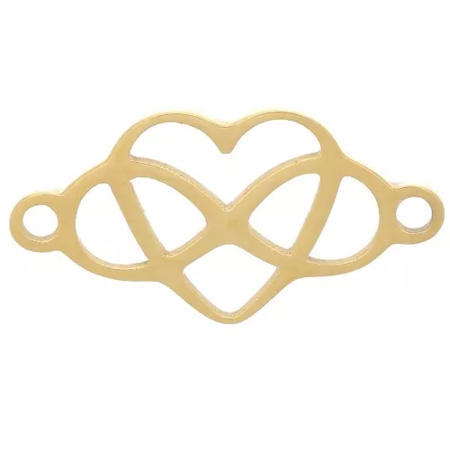 Entrepieza corazón infinito 7,5x15 mm - Acero inoxidable dorado 304 x1