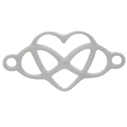 Entrepieza de corazón infinito 7,5x15 mm - Acero inoxidable 304 x1