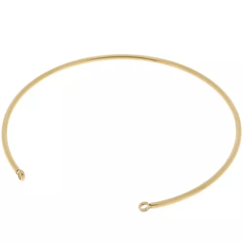 Pulsera brazalete fina de 1,5x160 mm con 2 anillos cerrados - Acero inoxidable Dorado 304