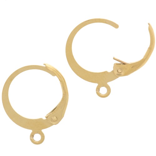 Pendientes criollos redondos - anilla abierta 12 mm - acero inoxidable 304 bañado en oro x2