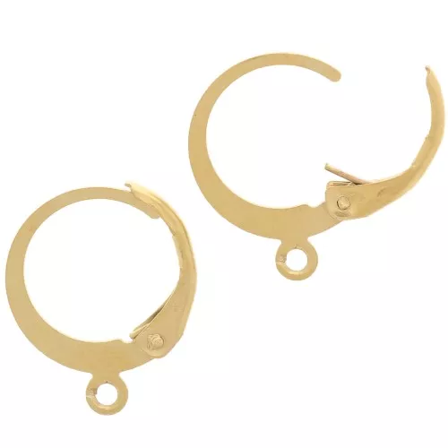 Pendientes criollos redondos - anilla abierta 12 mm - acero inoxidable 304 bañado en oro x2
