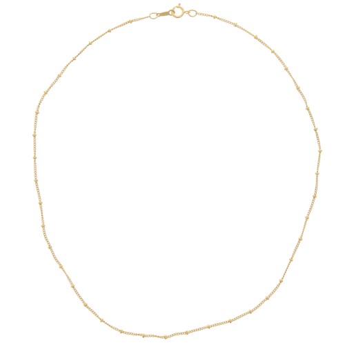 1.9mm Gold filled (laminated gold)x40cm curb chain necklace with alternating round beads