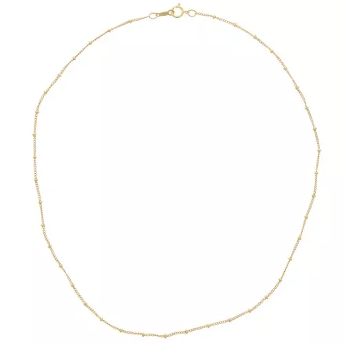 1.9mm Gold filled (laminated gold)x40cm curb chain necklace with alternating round beads