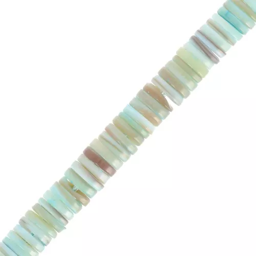 Heishi nácar teñido arandelas 6,5x1,7 mm - Turquesa x38cm