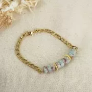 Cuentas arandalas Heishi - Regalita de colores 4x2 mm - Verde - Marrón x40cm