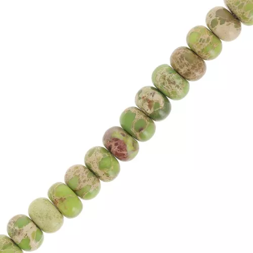 Cuentas arandalas Heishi gema Regalita tintada 6x4 mm Verde claro x38,5cm