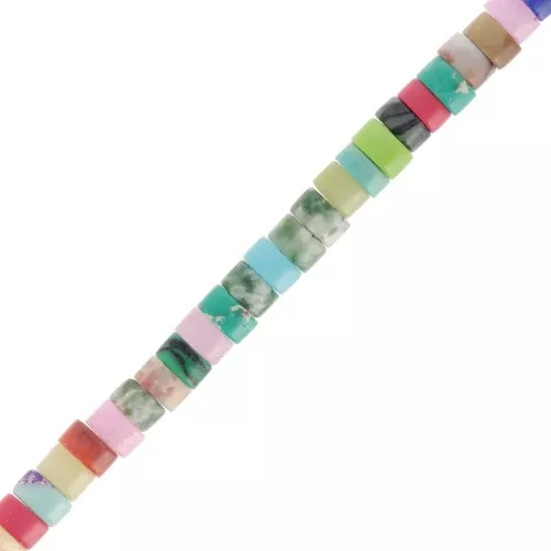 Abalorios tubulares estilo Heishi 4.5x2.5 mm - mezcla de piedras preciosas - Multicolor x37cm