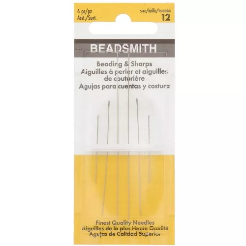 Agujas para enfilar n°12 - Beadsmith - 2 cortas, 2 medianas y 2 largas x6