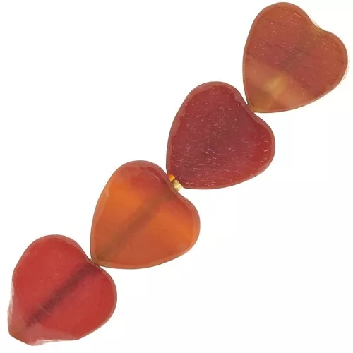 Cuentas de corazón de gema de color de 6 mm - Aventurina roja x4