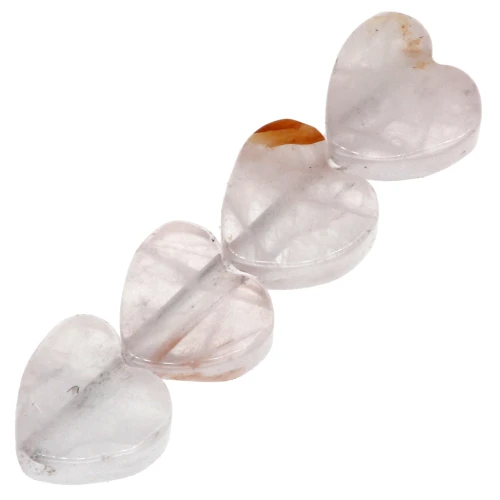 Cuentas de corazón de 4 mm - Cuarzo rosa x4