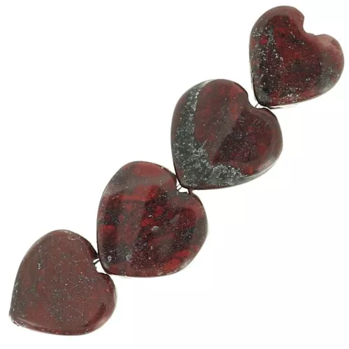 Cuentas de corazón de gema de 4 mm - Jaspe poppy x4