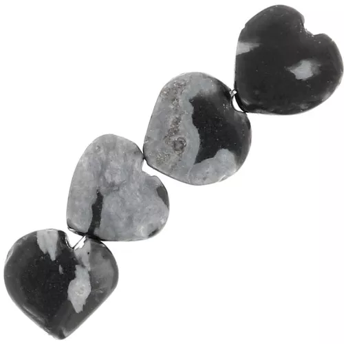Cuentas de corazón de gema de 4 mm - Obsidiana moteada x4