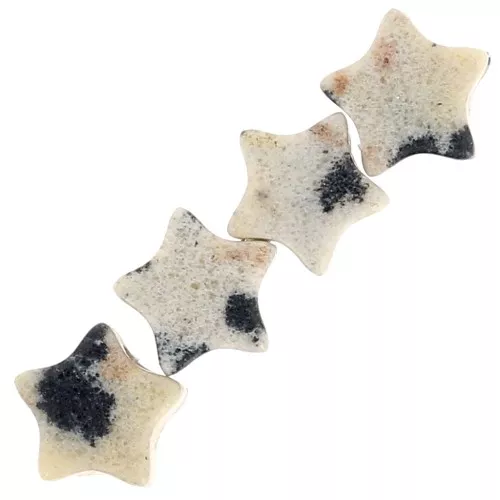 Cuentas de gema Estrella 4 mm - Jaspe dálmata x4