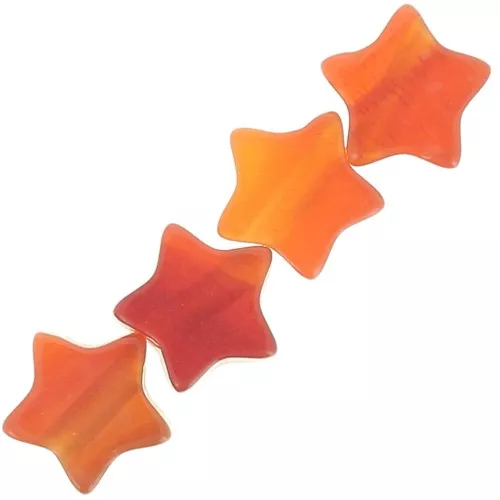 Cuentas de gema Estrella 4 mm - Agata Roja x4