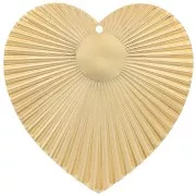 Colgante corazón con efecto plisado 41x40 mm para cabujón de 10 mm - Dorado x1
