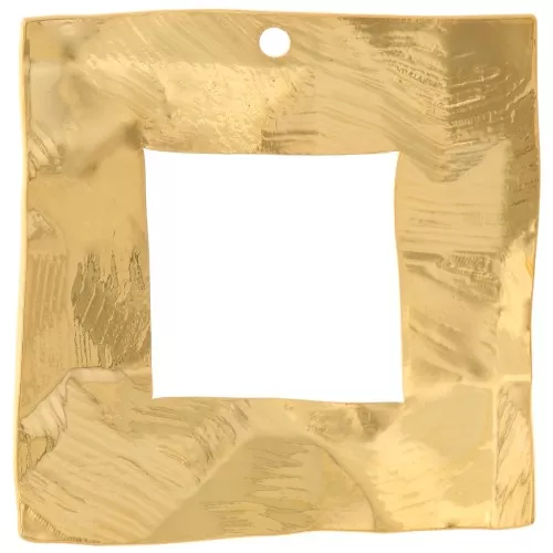 Colgante cuadrado irregular martillado 26 mm - Dorado x1