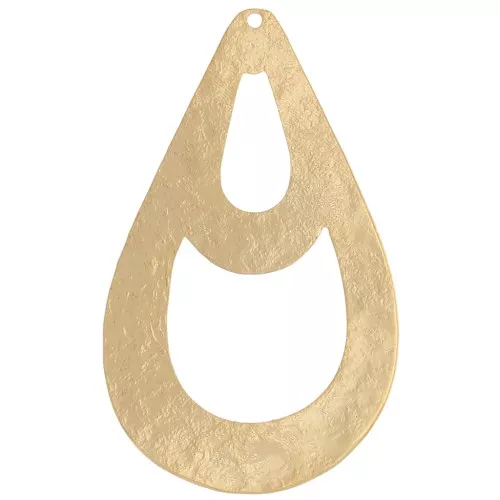 Colgante gota martillada 40x25 mm - Dorado x1