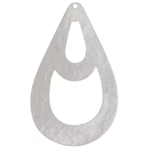 Colgante gota martillada ahuecada 40x25 mm - Plateado x1
