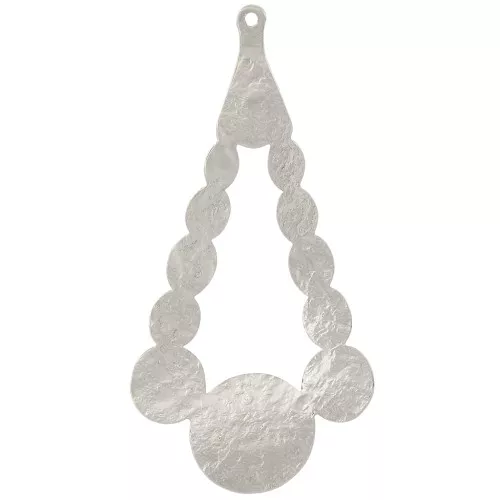 Colgante gota martillada 56x29 mm - Plateado x1