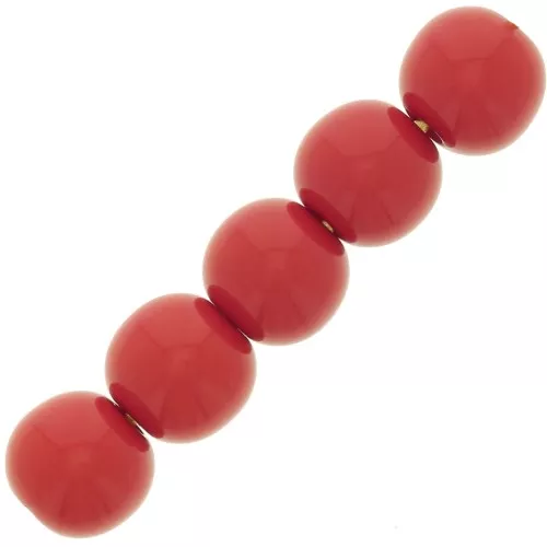 Perlas de resina opaca 6 mm - Rojo x10