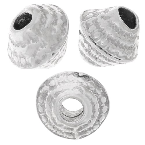 Cuenta Texturada 5.5x6 mm - Plata Envejecida x5