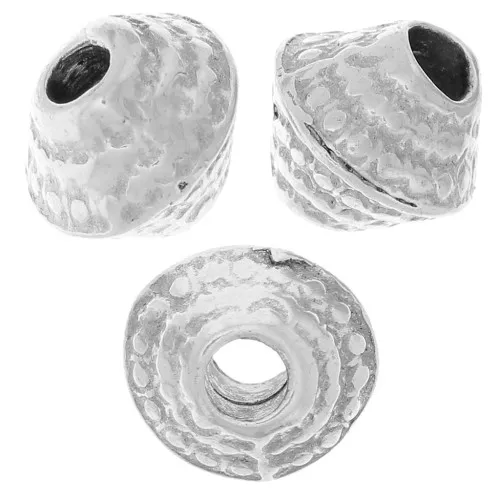 Cuenta Texturada 5.5x6 mm - Plata Envejecida x5