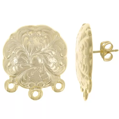 Pendientes trébol 21 mm con 3 anillas cerradas - Dorado x2