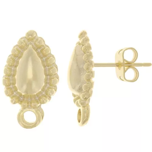 Pendientes con gota texturizada 18x10 mm con anilla cerrada - Dorado x2