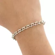 Cadena de aluminio 6 mm malla Jaseron - eslabones abiertos - Rodio x50cm