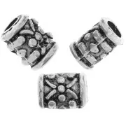 Cuentas trabajadas tubos 7x5 mm - Plata envejecida x5