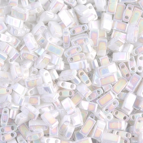 Miyuki Half Tila Beads 5x2.3x1.9mm HTL-471 - Perla Blanca AB x10g