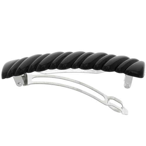 Pinza para el pelo efecto trenzado 85x17 mm en acrílico - Negro x1