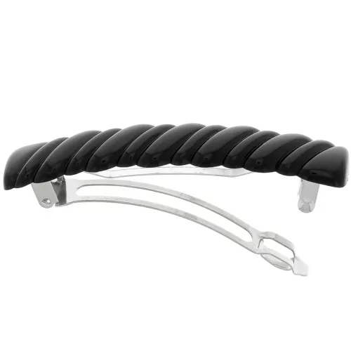 Pinza para el pelo efecto trenzado 85x17 mm en acrílico - Negro x1