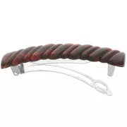 Pinza para el pelo efecto trenzado 85x17 mm en acrílico - Ámbar jaspeado x1
