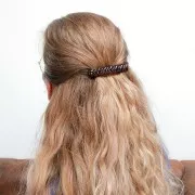 Pinza para el pelo efecto trenzado 85x17 mm en acrílico - Ámbar jaspeado x1