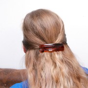 Pinza de pelo acrílica grande 93x29 mm - Ámbar jaspeado x1